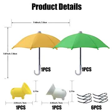 4pcs Mobile Phone Holder with Sun Umbrella - Phone Umbrella Suction Cup Stand, Desktop Piggy Phone H...