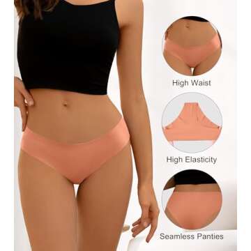 DEANGELMON Seamless Underwear for Women No Show Bikini Panties Comfortable Stretch Invisible Ladies Hipster Briefs 7 Pack X-Large