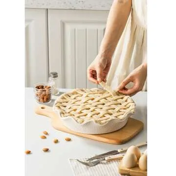 MIKIGEY 11" Ceramic Deep Pie Pan for Perfect Baking