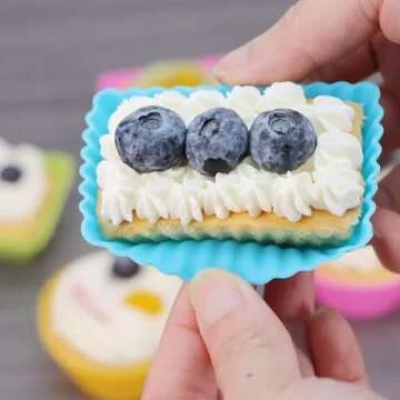 24Pack Silicone Muffin Cups, Reusable Cupcake Liners Molds for Baking, 3 Shapes Lunch Box Bento Dividers-Round, Square, and Rectangular (Colorsful, Regular Size)