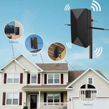 HD Antenna - ANTOP AT-406BV Flat Panel Mini Big Boy Indoor/Outdoor Smartpass Amplified Digital Antenna with High Gain and Built-in 4G LTE Filter