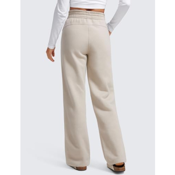 CRZ YOGA Cotton Fleece Lined Sweatpants Women 30" Straight Leg Casual Lounge Sweat Pants for Women Mojave Tan Small