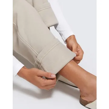 CRZ YOGA Cotton Fleece Lined Sweatpants Women 30" Straight Leg Casual Lounge Sweat Pants for Women Mojave Tan Small