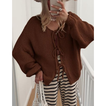 PRETTYGARDEN Tie Front Bow Cardigan for Stylish Comfort