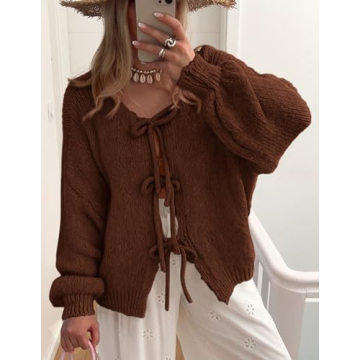 PRETTYGARDEN Tie Front Bow Cardigan for Stylish Comfort