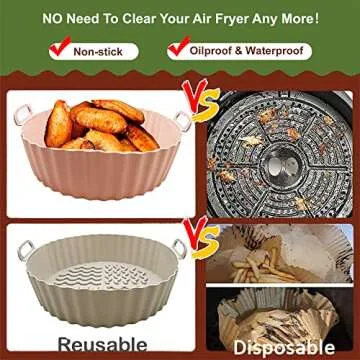 Air Fryer Silicone Liners Easy Clean Food Safe 7.5 Inch