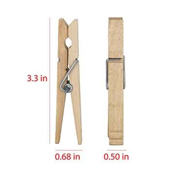 Clorox Wood Clothespins with Spring – Value Pack Set of 30 | Rust Resistant, Heavy-Duty Coil, Non-Slip Grip for Line Drying Laundry, Chip Clips, Crafts