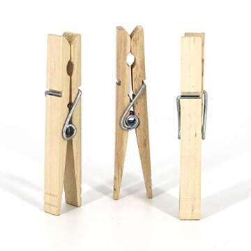 Clorox Wood Clothespins with Spring – Value Pack Set of 30 | Rust Resistant, Heavy-Duty Coil, Non-Slip Grip for Line Drying Laundry, Chip Clips, Crafts