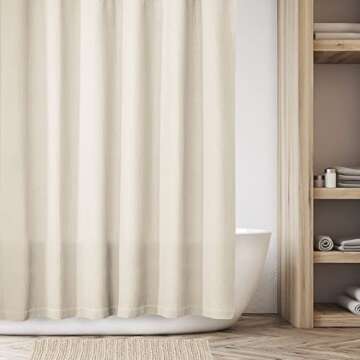 mDesign Luxury Cotton Waffle Shower Curtain 72x72 Beige/Cream