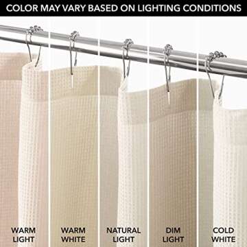 mDesign Luxury Cotton Waffle Shower Curtain 72x72 Beige/Cream