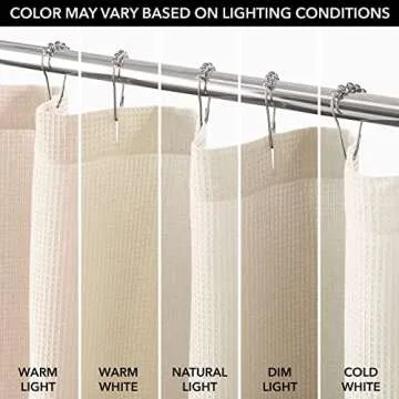 mDesign Luxury Cotton Waffle Shower Curtain 72x72 Beige/Cream