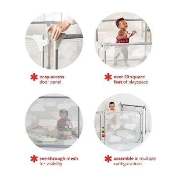 Skip Hop Expandable Baby Gate, Playview Enclosure, Silver Lining Cloud
