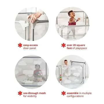 Skip Hop Expandable Baby Gate, Playview Enclosure, Silver Lining Cloud