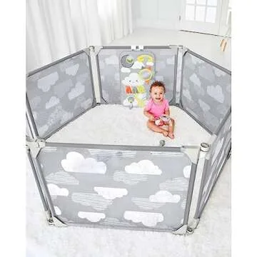 Skip Hop Expandable Baby Gate, Playview Enclosure, Silver Lining Cloud