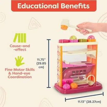 B. toys – Whack-a-Ball- Pounding Toy- Developmental Pounding Toy – Pound-A-Ball Toy – 4 Colorful Balls & Hammer –Educational Toys For Toddlers – 1 Year +