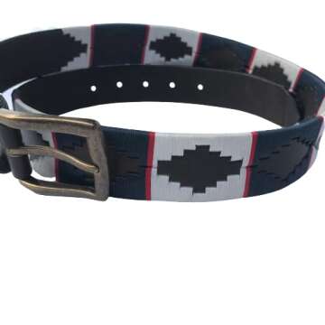 Serguio Rogetti HAND MADE POLO BELT LEATHER EMBROIDERED ARGENTINA STRONG ARGENTINIAN