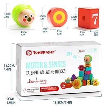 TOP BRIGHT Wooden Lacing Beads for Toddlers, Kids Fine Motor Skills Montessori Toys for 2 Year Old Girls Boys, Threading Toys for Two Year Old Girl Birthday Gifts