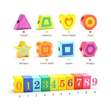 TOP BRIGHT Wooden Lacing Beads for Toddlers, Kids Fine Motor Skills Montessori Toys for 2 Year Old Girls Boys, Threading Toys for Two Year Old Girl Birthday Gifts