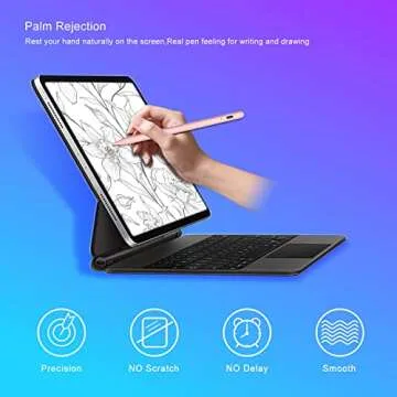Stylus Pen for Apple iPad Pencil, iPad Pen Stylus with Palm Rejection Compatible with 2018-2024 Apple iPad 6-10th iPad Pro 11"/12.9"/M4 iPad Mini 5/6th iPad Air 3/4/5/M2 Gen-Pink