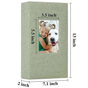 Vienrose Linen Photo Album 300 Pockets for 4x6 Photos Fabric Cover Photo Books Slip-in Picture Albums Wedding Baby Grassgreen