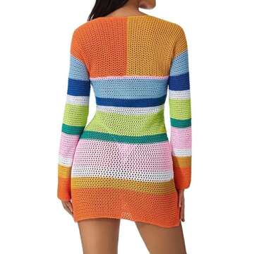 Huppeiiy New Women Sexy Crochet Knitted Dress Summer Beach Hawaii Dress (Multicolor 02,S)