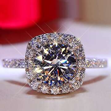 Exquisite Full Diamond Ring for Women Engagement Ring Jewelry Gifts