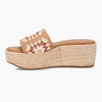 Mafulus Womens Espadrilles Slip on Wedge Sandals Slides Embroidered Beach Platform Open Toe Summer Mule Shoes