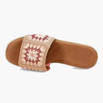 Mafulus Womens Espadrilles Slip on Wedge Sandals Slides Embroidered Beach Platform Open Toe Summer Mule Shoes