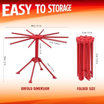 GOZIHA Red Pasta Drying Rack for Homemade Noodles