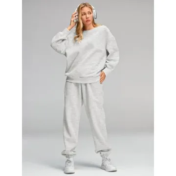 AUTOMET Sweatsuits for Women Set 2 Piece Outfits Oversized Sweatshirt Fall Outfits 2025 Lounge Sets Pullover Casual Trendy Y2k Clothing Sweatpants with Pockets Grey L