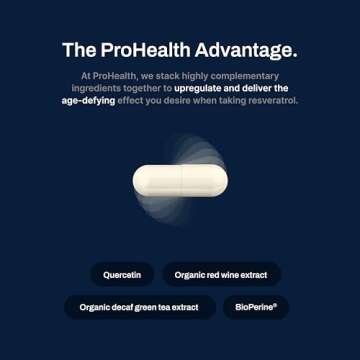 ProHealth Resveratrol 1000mg | Pure Trans-Resveratrol | Plus Quercetin, Red Wine & Green Tea Extract | Clinically Studied to Support Cellular Health, Memory, Healthy Aging | 60 Capsules