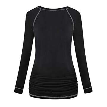 MOQIVGI Ruched Tops for Women Long Sleeve Raglan Workout Shirts Fashion 2024 Crew Neck Moisture Wick...
