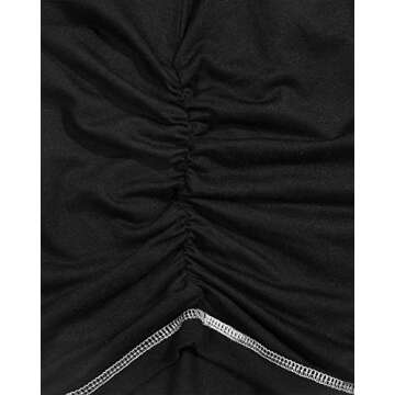 MOQIVGI Ruched Tops for Women Long Sleeve Raglan Workout Shirts Fashion 2024 Crew Neck Moisture Wicking Soft Comfort Fall Winter Exercise Fitness Apparel Black X-Lagre