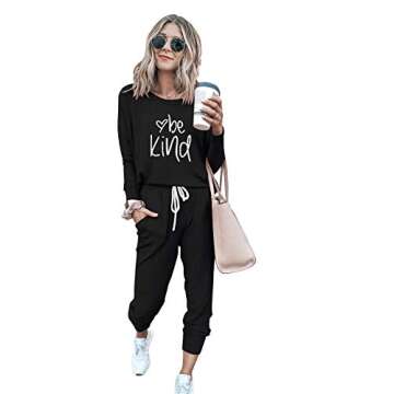 PRETTYGARDEN Women's Fall 2 Piece Lounge Outfit Long Sleeve Crewneck Pullover Tops High Waisted Pant...