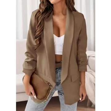 KIRUNDO Blazers for Women Oversized Business Casual Long Sleeve Open Front Work Office Suit Jackets ...