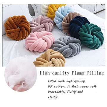 SLANKE Hot Pink Throw Pillow,Knot Ball Pillows,Round Pillows Decorative Pillows,Donut Pillow 13.8'' Soft Velvet Girls Room Decor Plush