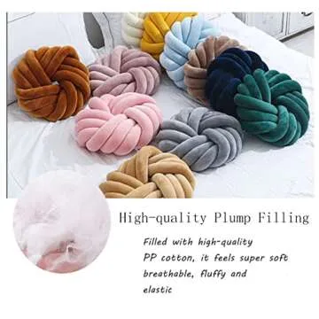 SLANKE Hot Pink Throw Pillow,Knot Ball Pillows,Round Pillows Decorative Pillows,Donut Pillow 13.8'' Soft Velvet Girls Room Decor Plush