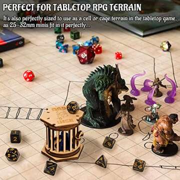 DND Dice Jail with Polyhedral Dice Set for RPG Enthusiasts