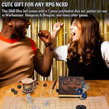 DND Dice Jail with Polyhedral Dice Set for RPG Enthusiasts