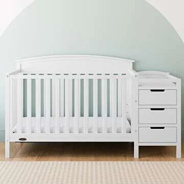 Graco Benton 5-in-1 Convertible Crib and Changer (White) – Crib and Changing -Table Combo, Include...