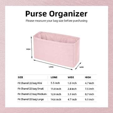 ArcDiary Purse Organizer Insert Fits Chanel 22bags, Lightweight Bag Shaper for Women Luxury Handbag ...
