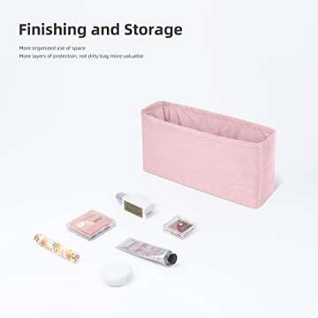 ArcDiary Purse Organizer Insert Fits Chanel 22bags, Lightweight Bag Shaper for Women Luxury Handbag Tote, Soft Inner Bag(22bag Medium, Pink)