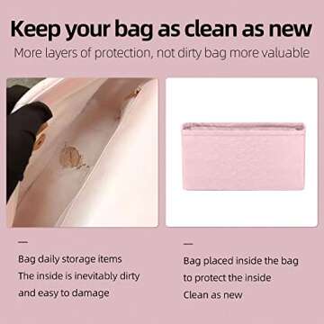 ArcDiary Purse Organizer Insert Fits Chanel 22bags, Lightweight Bag Shaper for Women Luxury Handbag Tote, Soft Inner Bag(22bag Medium, Pink)