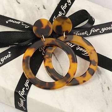 Wowshow Acrylic Resin Dangle Earrings - Chic Tortoise Design