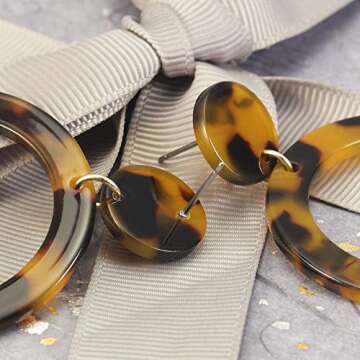 Wowshow Acrylic Resin Dangle Earrings - Chic Tortoise Design