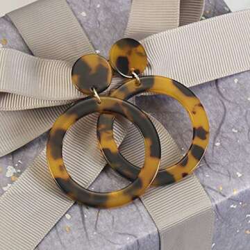 Wowshow Acrylic Resin Dangle Earrings - Chic Tortoise Design