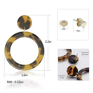 Wowshow Acrylic Resin Dangle Earrings - Chic Tortoise Design