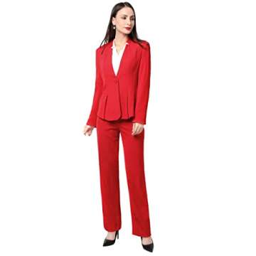 YUNCLOS Women's Business Office 1 Button Blazer Jacket and Pants Suit Set