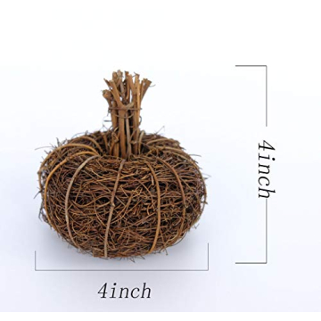 CIR OASES 4pcs Artificial Pumpkins Mini Pumpkins Decorative Grapevine Pumpkins for Bowl or Vase Display Festival Home Kitchen Halloween Thanksgiving Fall Harvest Home Decoration