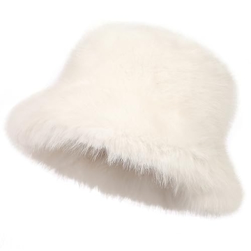 LA CARRIE Women's Fuzzy Wide Brim Faux Fur Bucket Hat - Winter Warmer Fashion Statement